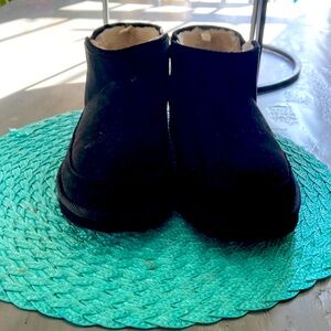 These are black suede lined booties